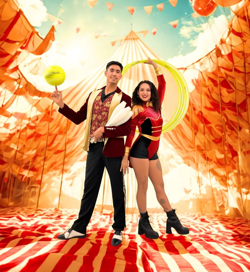 Los dos artistas de Circular-Circus en su imagen promocional
